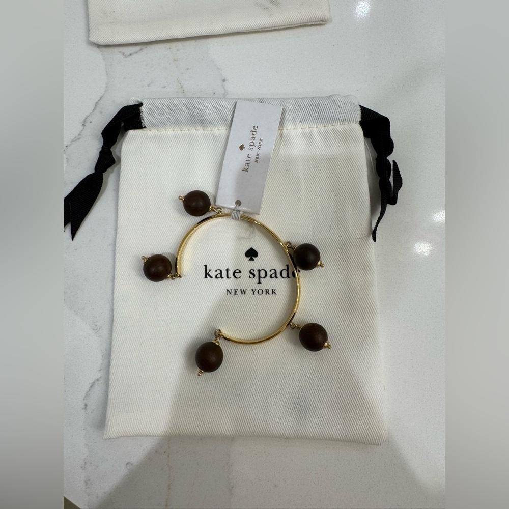 NWT Kate Spade New York Party Bead Cuff Bracelet in Brown
